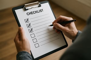 photographic Someone reviewing a checklist